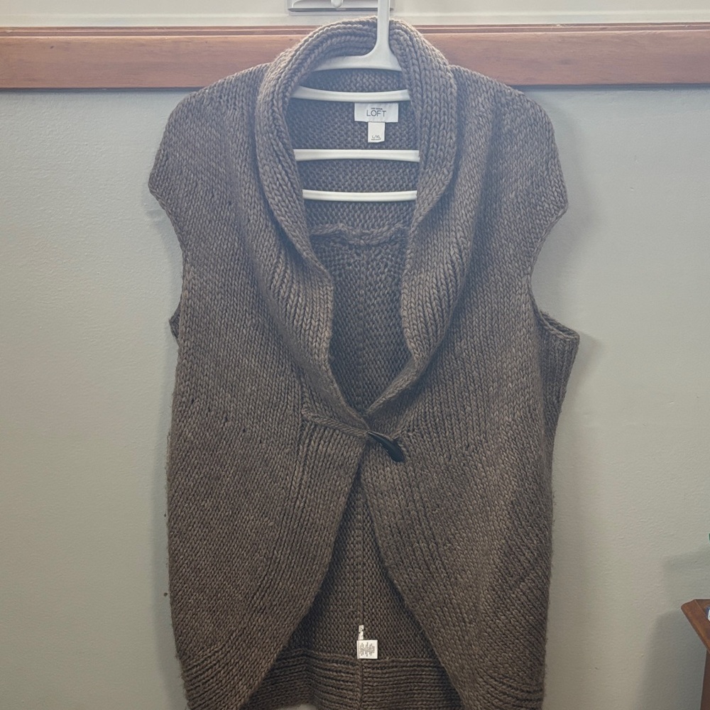 LOFT Women's Cowl Neck Brown Sweater Vest